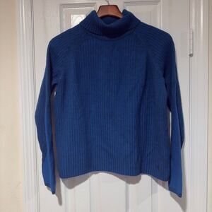 Royal Robbins Ribbed Turtleneck Sweater – Blue | Women's Large | Merino Blend